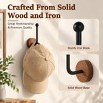 HASTHIP L-Shaped Wood and Metal Wall Hat Hooks with Hidden Screw Mounting for Caps and Hair Accessories