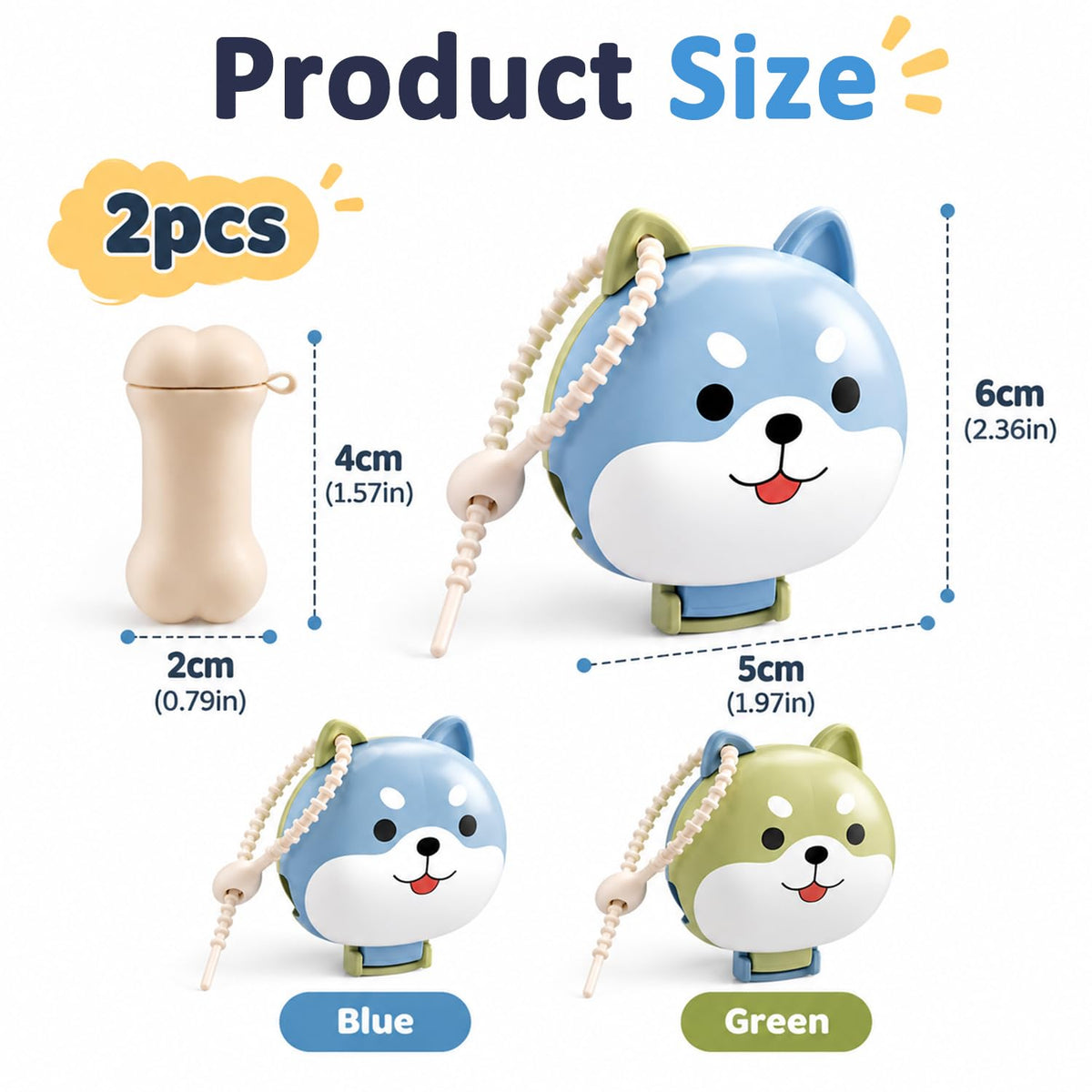 HASTHIP 2-Pack Shiba Inu Toothbrush Holder with Refillable Silicone Paste Dispenser and Travel Lanyard