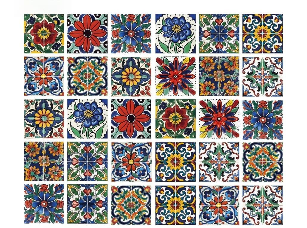 HASTHIP Peel and Stick Tile Decals, 30 Vinyl Stickers, 10 x 10 cm Mediterranean Floral Patterns