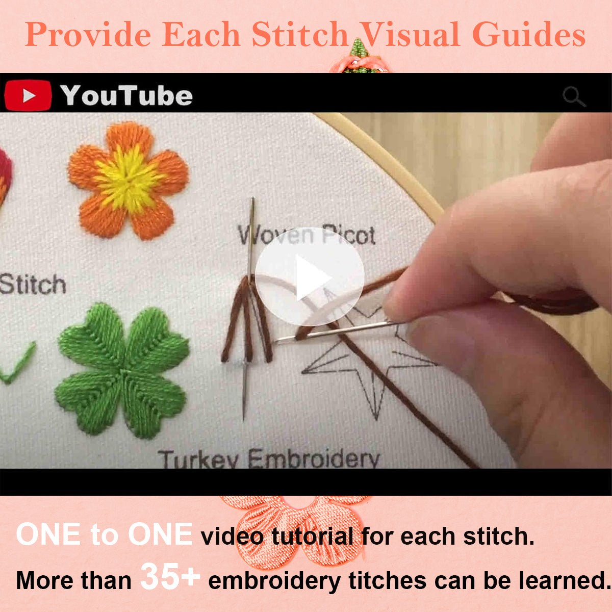 HASTHIP® 3 Sets DIY Embroidery Kit for Beginners Pre-Embroideried Stitch Practice Kit for Beginners Adults, Stitch Practice Kit, Includes Cloth with Pattern, Hoop, Colorful Threads and Scissors