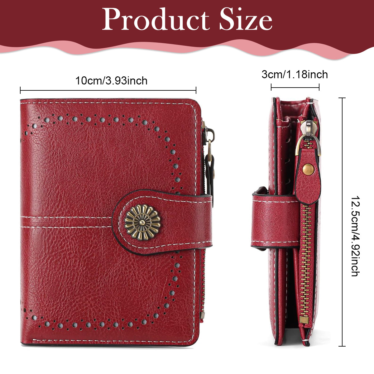 HASTHIP® Small Womens Wallet Leather Bifold