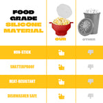 HASTHIP® Microwave Popcorn Maker with Lid 220 Degree Heat Resistant Silicone Microwave Popcorn Container Holder Dual Ear Design BPA-Free Food Grade Silicone Folding Popcorn