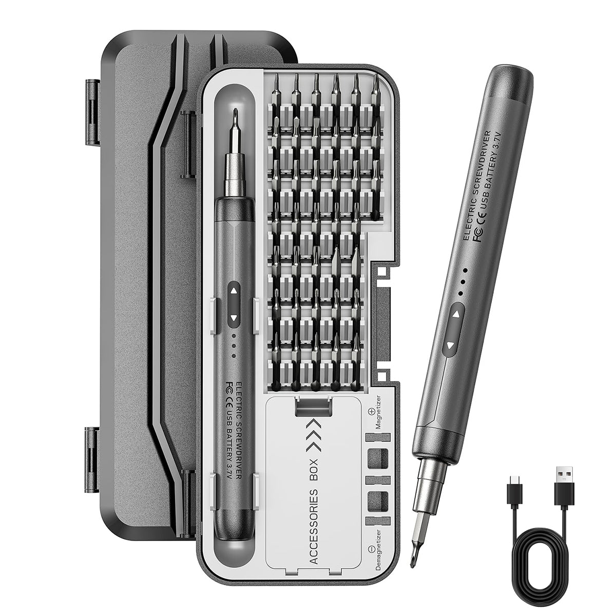 HASTHIP® Mini Electric Screwdriver, 46-in-1 Bits, Precision Electric Screwdriver Cordless Screwdriver Set,