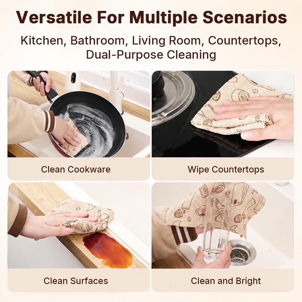 HASTHIP 20-Pack Microfiber Cleaning Cloths, Tear-Away Towels for Kitchen, Home and Car
