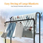 HASTHIP® Garment Organizer Rack Moving Floor Clothes Rack Garment Rack with Wheel Double Layer Metal Clothes Organizer Rack with Utiliy Shoe Rack Multi Purpose Open Garment Organizer Rack