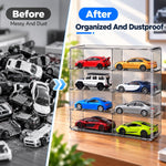 HASTHIP 8-Slot Grey Transparent Car Display Case for 1/64 Scale Cars, Stackable and Wall-Mountable