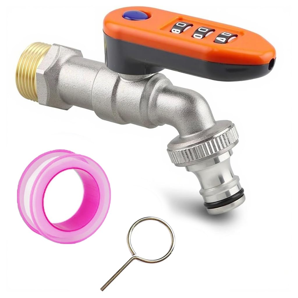 HASTHIP Garden Faucet for Outdoor Use with 4 Digit Lock and Full Copper Construction | 3/4 in NPT Thread