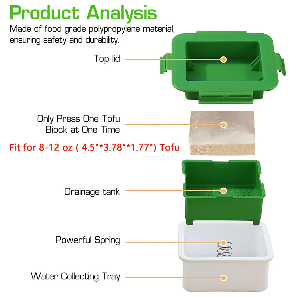 HASTHIP® Tofu Press Drainer Water Remover Food Grade Making Tools Homemade Quick Excessive Removal Easy for Within 4.5x3.78x1.77 inch Dish Washer Safe 3PCS