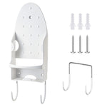 HASTHIP® Wall Mounted Ironing Board Holder with Heat Resistant Iron Storage Shelf, Space-Saving Iron Organizer with Hooks for Laundry Room, Bathroom or Bedroom - White