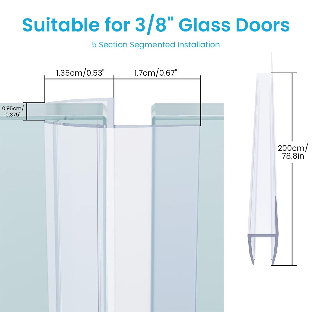 HASTHIP Shower Door Side Seal for Bathroom Waterproofing 6.6 ft featuring Slide in Silicone Strip | Cuttable and Noise Reducing Design