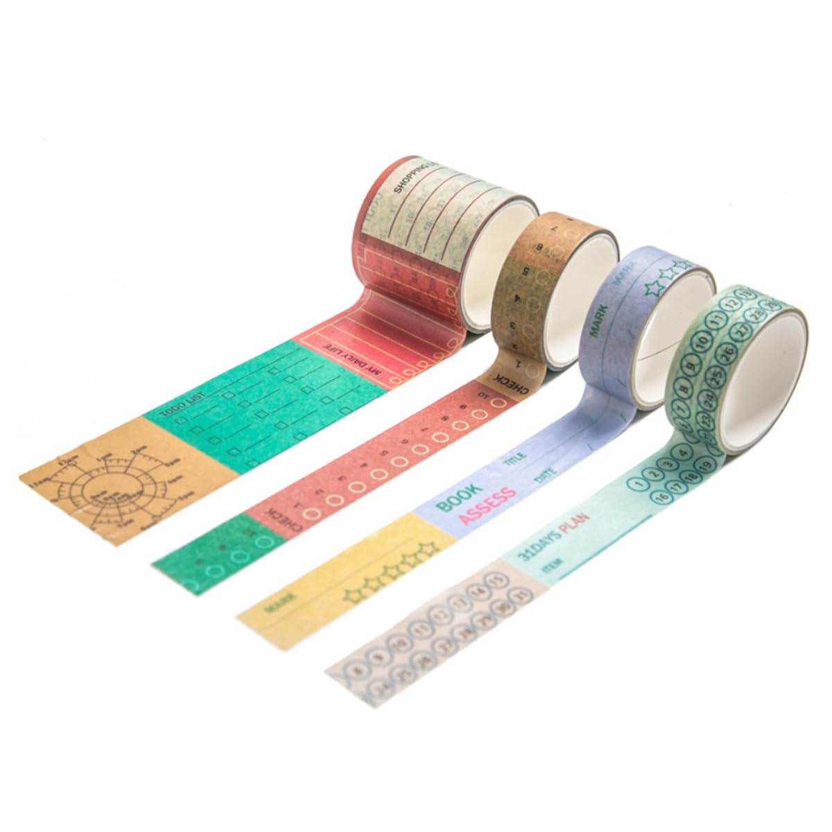 HASTHIP Washi Tape Set for Journaling and Scrapbooking featuring 4 Colorful Rolls | Planner Decoration