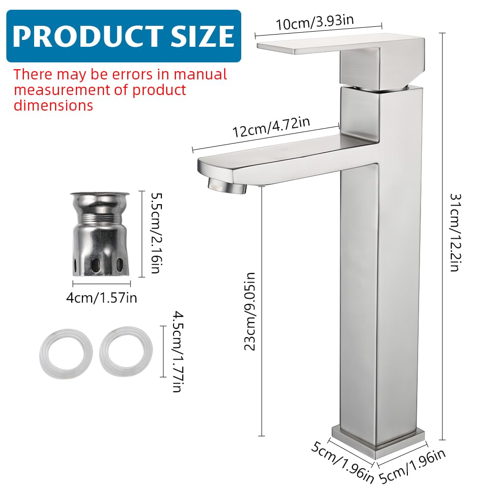 HASTHIP Bathroom Faucet for Wash Basin with 11.2 in High-Rise Design and Single Handle | Stainless Steel Mixer Tap