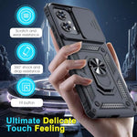 HASTHIP® Phone Case for Moto Edge 50 Fusion 5G 2024 Tough Armor Bumper Magnetic Finger Ring Holder Slider Shutter Camera Protection Shockproof Motorola Phone Case for with Kickstand Black (PC & TPU)