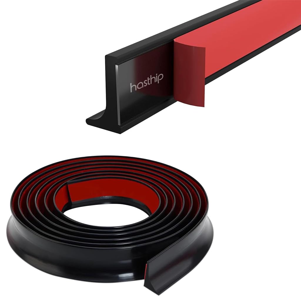 HASTHIP Silicone Water Stopper for Kitchen and Bathroom featuring Self-Adhesive Glue 1.5M | Flexible Black Water Barrier Strip