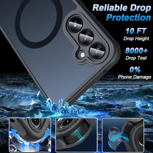 HASTHIP® Phone Case for Samsung Galaxy S23 FE Fashion Slim Phone Cover Support Magnetic Wireless Charging Anti-Scratch Protective Case Shockproof Matte Phone Covers for Galaxy S23 FE Black