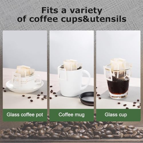 HASTHIP® 50pcs Hanging Ear Drip Coffee Filter Bags,Disposable Single Serve Coffee Filter Paper Pouch,Portable Pour Over Food Grade Filters Convenient Travel Brewing Bags