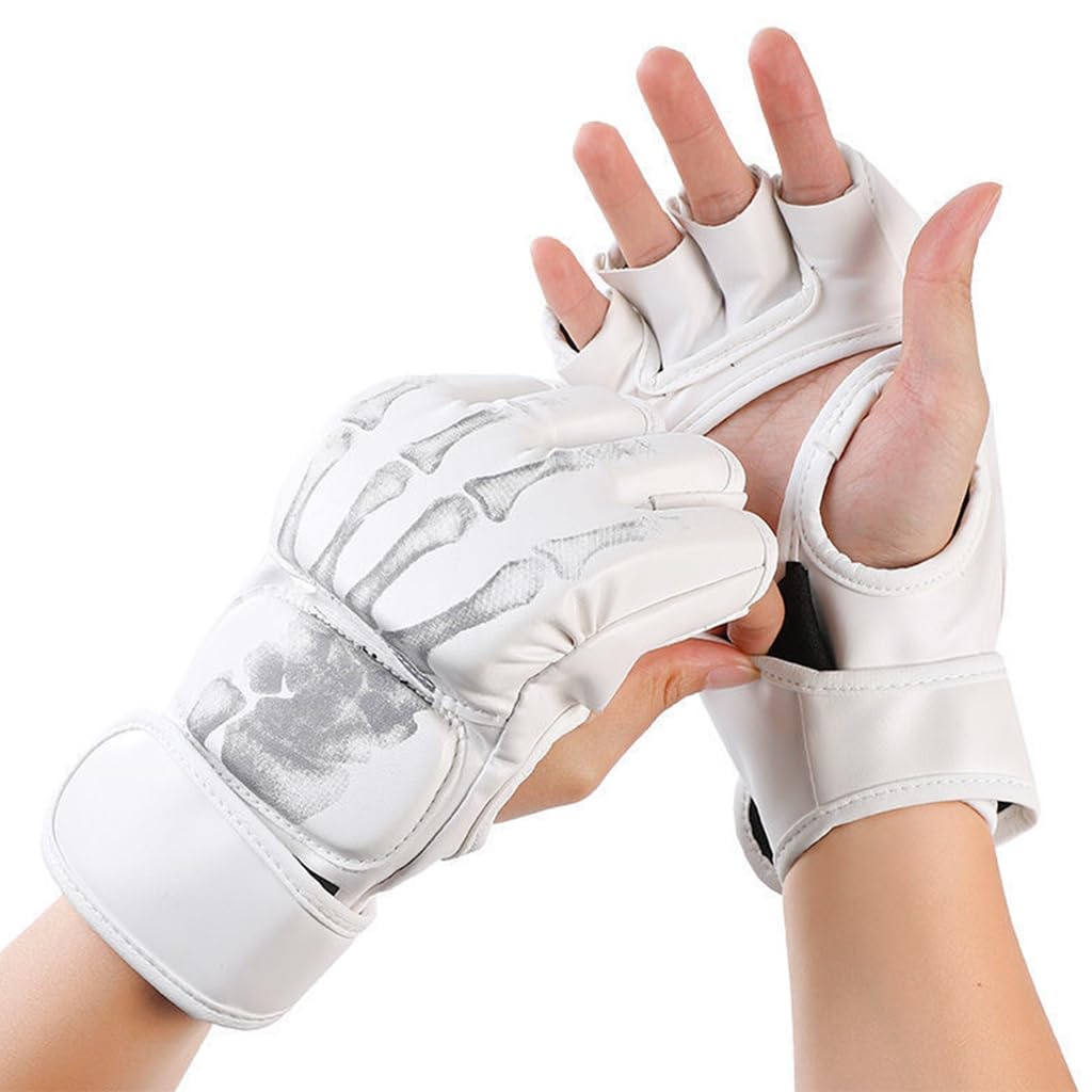 HASTHIP® Guantes de Boxeo de Alto Rendimiento,Guantes Kickboxing y MMA para Hombre y Mujer,Entrenamiento Media Dedo Resistentes para Saco Sparring(L)