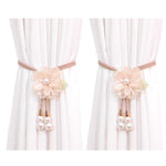 HASTHIP® ZIBUYU Pearl Flower Curtain Tieback, Decorative Floral Rope Curtain Holdback Beaded Tassel Cord Sliding Buckle Closure Curtain Tieback for Drapery, Bedroom, Living Room