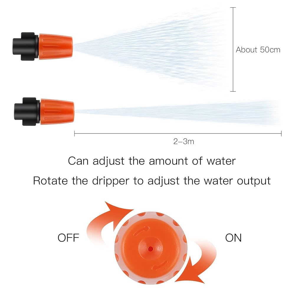 HASTHIP® Slow Irrigation Kit Micro Water Sprayer Set, 30Pcs 8-Hole Drip Nozzles, 10Pcs Mist Water Sprayers & 10Pcs Tee Pipe Connectors, Slow Drip Irrigation Set for Garden, Lawn(Pack of 50)