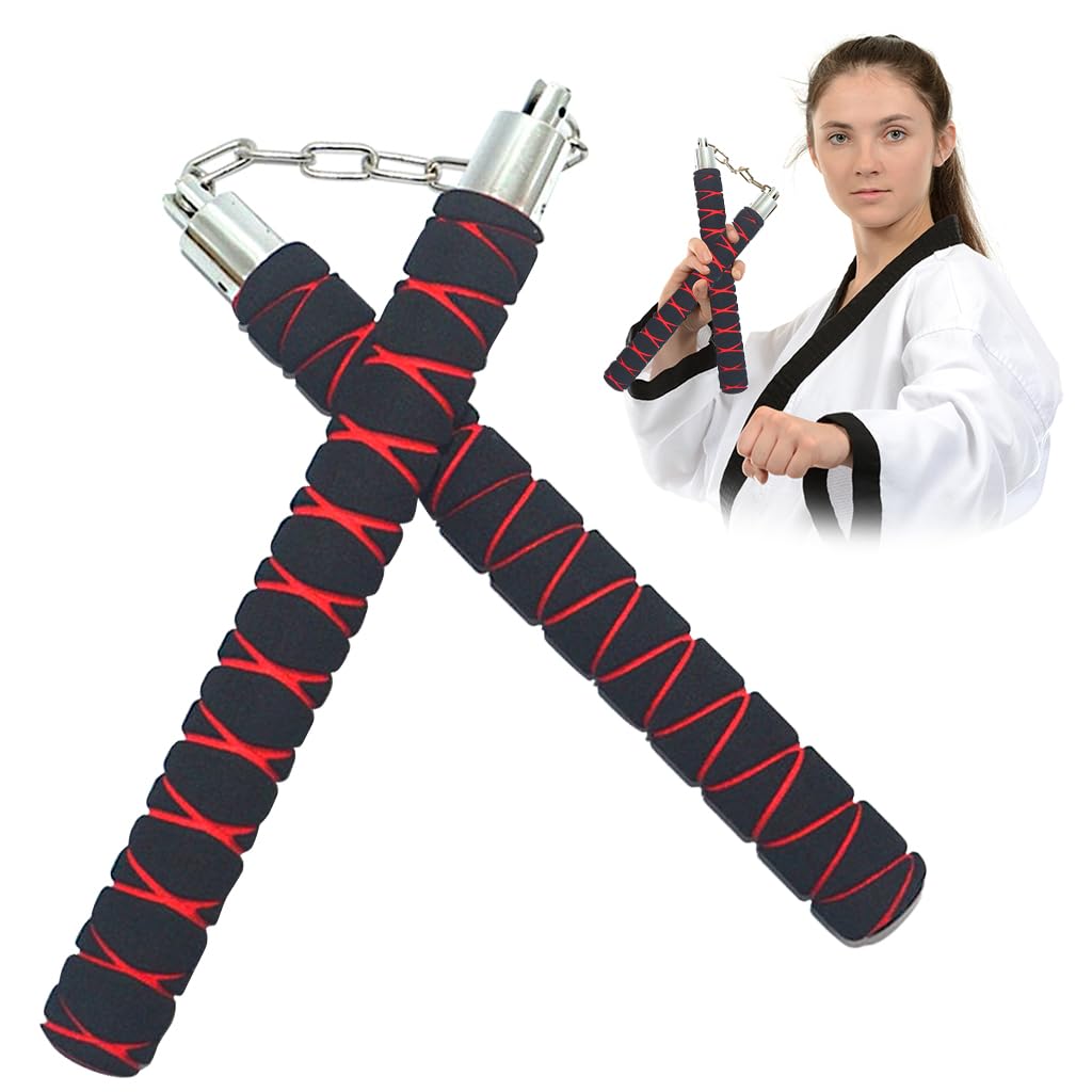 HASTHIP® Nunchakus de Entrenamiento para Niños 11 Pulgadas,Nunchaku de Espuma Segura con Núcleo Acero Inoxidable y PVC,Livianos Duraderos y Antideslizantes para Principiantes en Artes