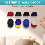 HASTHIP Hat Organizer for Baseball Caps with Adhesive Wall Mount Hooks Hold up to 9 Hats | Black