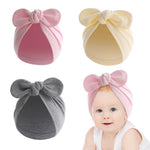 HASTHIP® Gorros de Bebé 3 Piezas Algodón Suave, Sombreros con Lazo para Recién Nacido Niño Niña 0-12 Meses, Túnica Turbante Cómoda y Transpirable, Regalo Ideal para Baby Shower