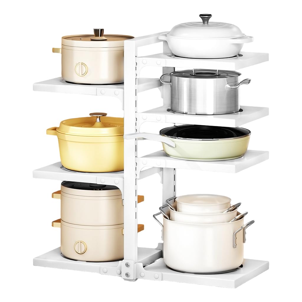 HASTHIP Under Sink Organizer for Pots and Pans with 7 Adjustable Panels in Carbon Steel