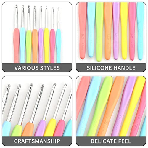 HASTHIP® 16PCS Crochet Hooks Set Aluminium Soft Grip Rubber Handle Needles with 10 Knitting Locking Stitch Markers Craft Yarn Sewing Tools 2.5mm 3mm 3.5mm 4mm 4.5mm 5mm 5.5mm 6mm