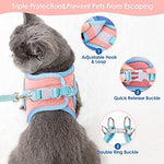 HASTHIP® Cat Harness with Leash (1.5m) | Escape-Proof Cat Belt with Safety Buckle & Double Rings Buckle Adjustable Reflective Breathable Cat Vest Strap for Small Cats (Recommended weight 3kg)
