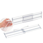 HASTHIP® 2Pcs Drawer Dividers Drawer Organizer Divider Adhesive Drawer Dividers 11''-20.5" Drawer Dividers Transparent Plastic Adhesive Drawer Dividers for Kitchen, Office, Wardrobe