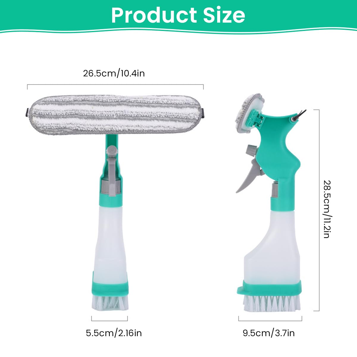 HASTHIP Window Cleaning Brush with Dual-Sided Head and Built-In Spray Bottle for Glass | Multi-Surface Tool for Tracks and Mirrors