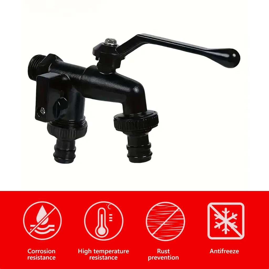 HASTHIP Faucet Splitter for Garden Watering with Dual Outlet Control Valve Zinc Alloy | Leak‑Proof Accessories