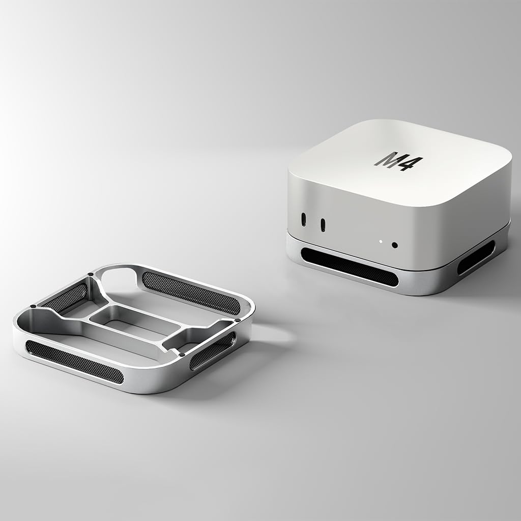 HASTHIP® Soporte de Aluminio para Mac Mini M4/M4 Pro, Base Elevada con Disipación de Calor, Antideslizante y Compatible con Accesorios