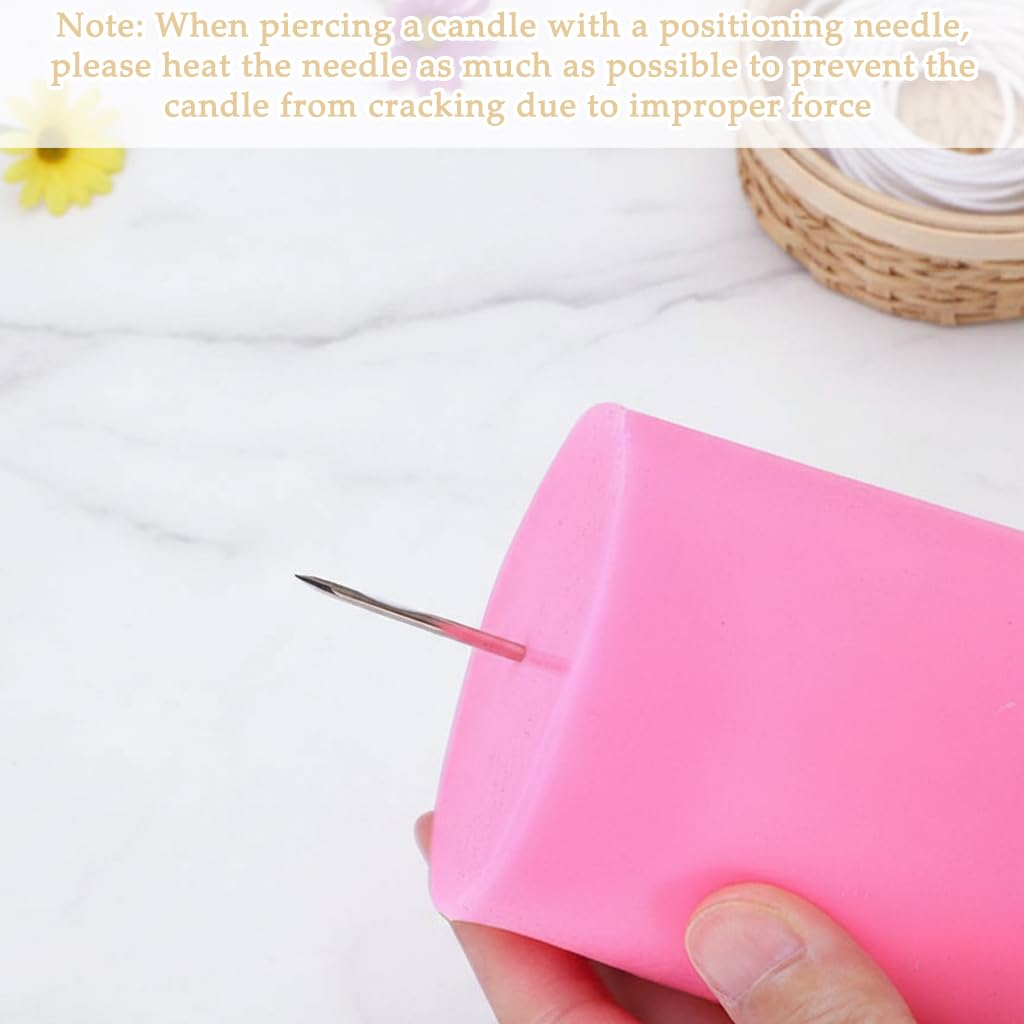 HASTHIP Punching Needle Set for Candle Making with 3 Stainless Steel Wick Pins and 19cm Cork Mat