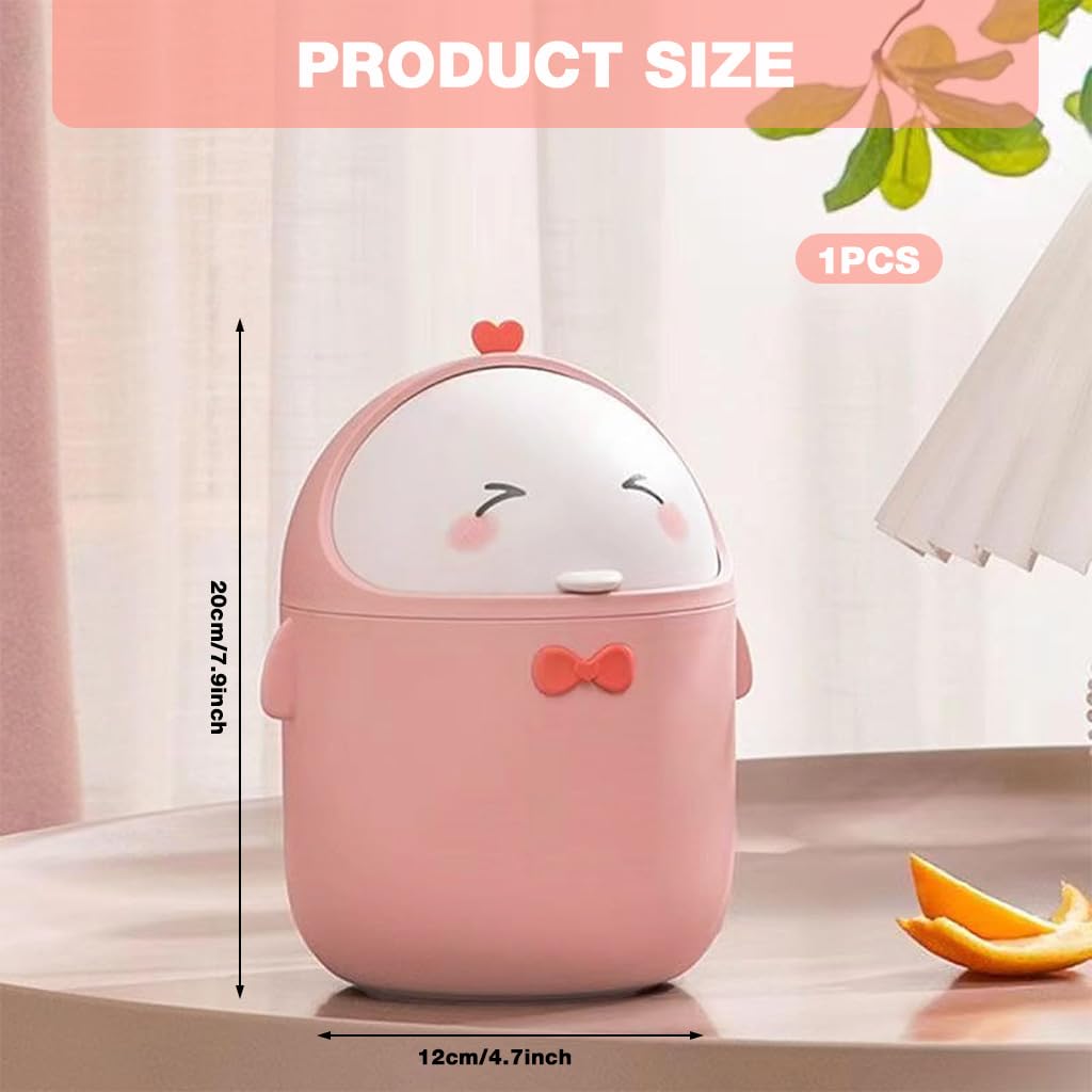 HASTHIP Mini Desktop Trash Can with 90 Trash Bags for Home Kitchen Office | Pink Wastebasket