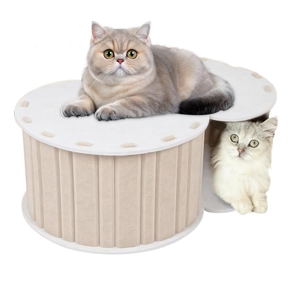 HASTHIP Cat Hideaway Tunnel House for Under 5kg Cats with Semi-Closed Felt Design | DIY Assembly