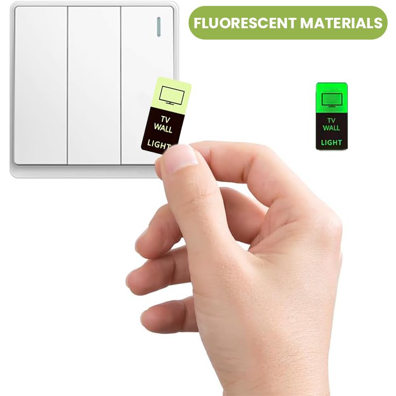 HASTHIP Switch Board Stickers for Home with Glow in Dark Labels | 35 Piece Self Adhesive Set