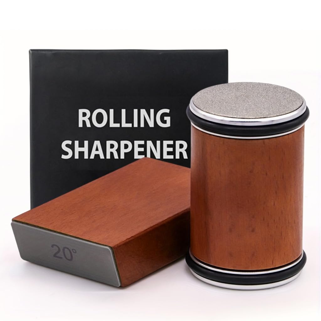 HASTHIP® 2Pcs Rolling Cutter Sharpener Kit, Dual 400/1000 Grit Diamond Wheels with Strong Magnetic Base, Utility Chef Cutter Sharpener, Manual Roller Sharpening Tool for Kitchen & Chef Tools
