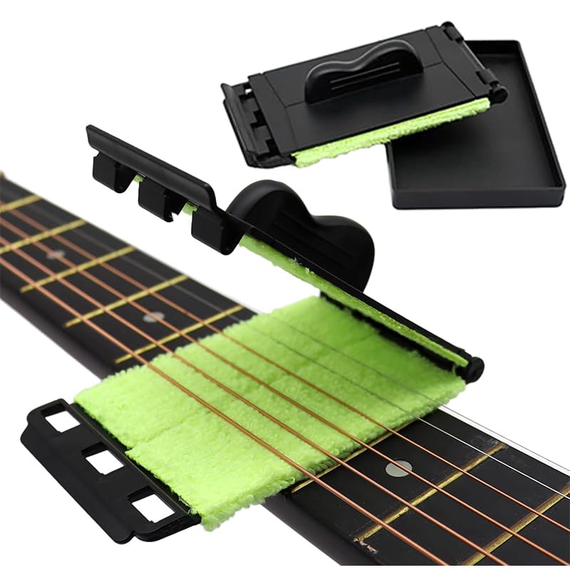 HASTHIP Guitar String Cleaner Pad for Acoustic and Electric Guitars with Double-Sided Pad & Ergonomic Grip Handle | Reusable 1 Pc Maintenance Tool