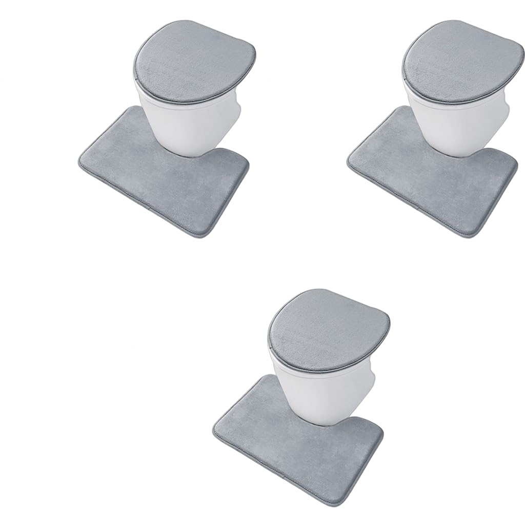 HASTHIP Bathroom Floor Mats Set for Toilet and Bathtub with Memory Foam Comfort | 9PCS Quick-Dry Anti-Slip Design