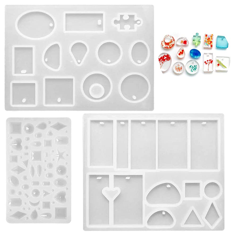 HASTHIP Resin Mould for DIY Jewellery Keychains and Pendants featuring 3 Silicone Pieces | Easy Release and Cleaning for Epoxy Craft Projects
