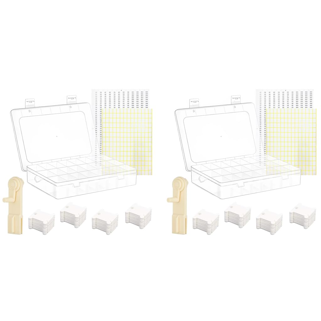 HASTHIP Embroidery Floss Organizer Kit for Cross Stitch with 24 Compartments and 80 Bobbins | Includes Floss Winder and Color Number Stickers