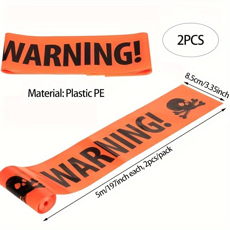 HASTHIP Halloween Caution Tape for Spooky Room Decoration with Skeleton Skulls 8cm x 5m | Easy Setup