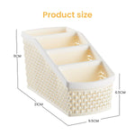 HASTHIP Remote Stand for Home with 4 Compartments and Hollow Woven Design 9.5x21x11cm | Plastic Organizer for Office and Vanity