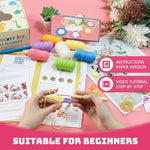 HASTHIP® NAWOKEENY Crochet Kit for Beginners,6 Colors DIY Crochet Floral Coasters Kit,Complete Starter with Yarn Hooks Accessories & Case Handmade Coaster Gift for Adults & Kids