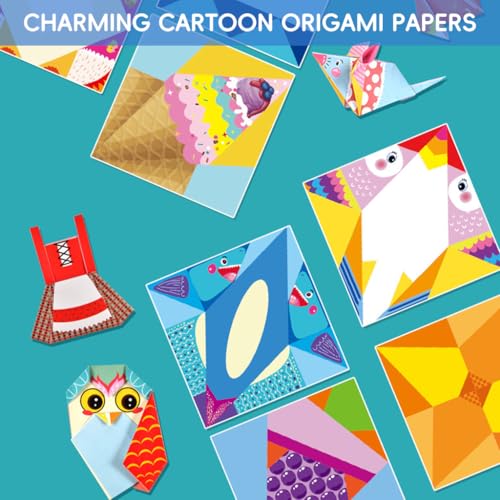 HASTHIP® 108 Sheets Origami Paper Kit for Kids, 3D DIY Craft Set with Tutorial Guide, Gift Box, 5.5 Inch Square Colored Paper, Art Supplies for Creative Projects