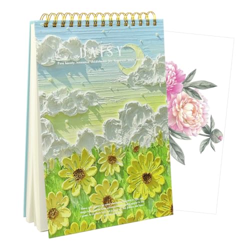 HASTHIP® A4 Sketching Book 60-Sheet White Thicken Tearable Papers Spiral-Bound A4 Sketching Book Art Oil Paint Hard Cover Painting Book Drawing Book