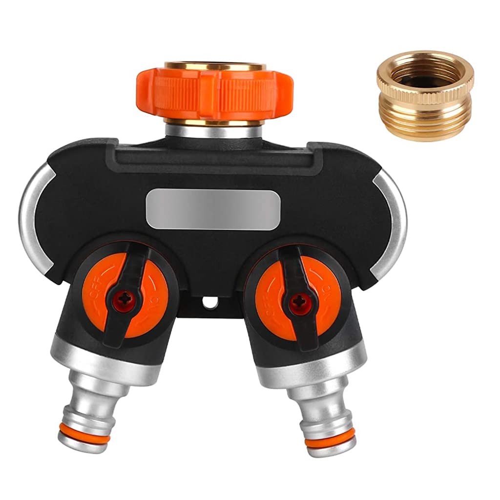 Splitter 2 Way for Tap and Splitter Garden Irrigation, Aluminum Alloy and ABS 3 Way Valve, 3/4 inch and 1/2 inch Water Tap Connectors