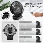 HASTHIP® Rechargeable Table Fan with Night Light & Remote Control, 360° Adjustment 8000mAh High Speed Table Fan for Home, Office, Camping with Clip and Power Bank