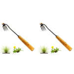 HASTHIP Weeder Hand Tool for Garden and Lawn with 4 Claws Steel Head 14.1 in | 2PCS Set